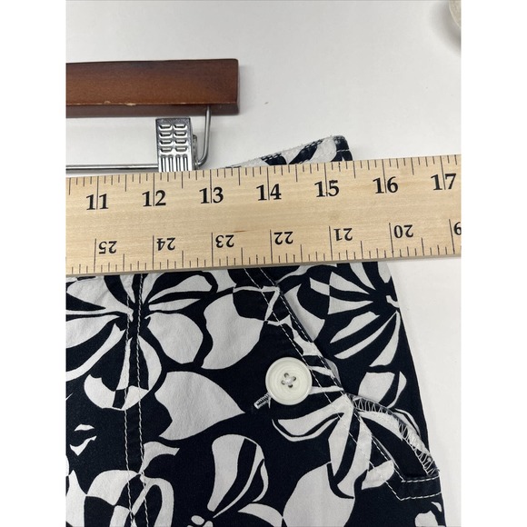Womens Ann Taylor Loft Marisa Bermuda Shorts 31” Floral Black/White Drawstring m - Picture 4 of 8